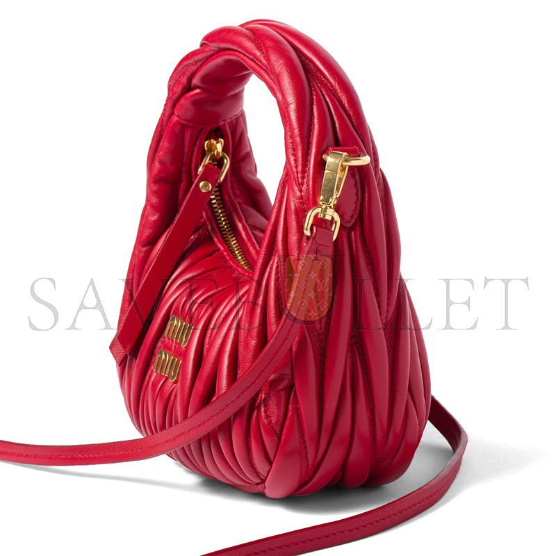 MIU MIU WANDER MATELASSÉ NAPPA LEATHER HOBO MINI BAG 5BP078 (17.5*14*5.5cm)